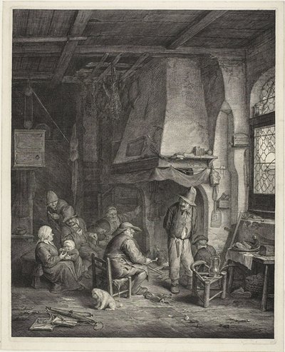 Interiér v hostinci zvaném "The Skaters" (Jezdci na bruslích) od Cornelis Visscher