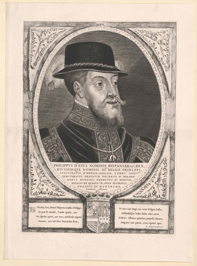 Španělský král Filip II (tisk) od Cornelis Visscher