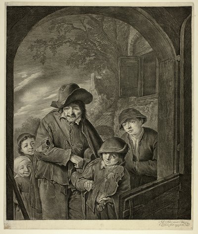 Hráč na Hurdy-Gurdy od Cornelis Visscher