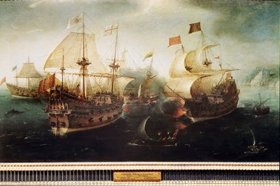 Scéna námořní bitvy (malba od Hendrick Cornelisz. Vroom