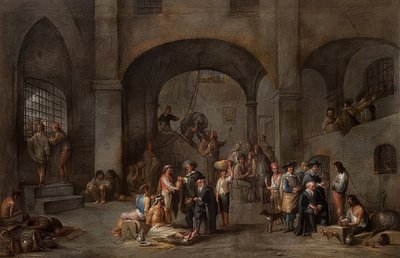 Návštěva vězňů (Z cyklu se Sedmi skutky milosrdenství). Kolem roku 1640 od Cornelis de Wael