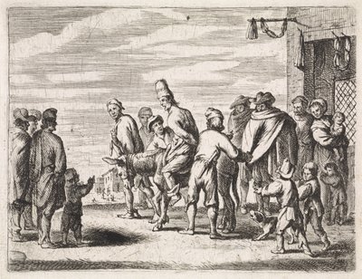 Muž přivázaný k oslu Žánrové scény (název seriálu) od Cornelis de Wael