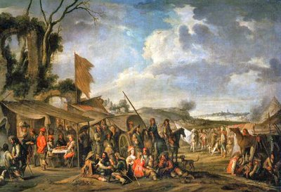 Vojenský tábor u některých ruin od Cornelis de Wael
