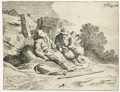 Farmáři u silnice Čtyři krajiny (název série) od Cornelis van Kittensteyn (attributed to)