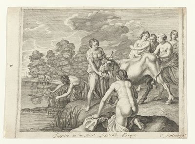 Jupiter hraje šachy v Evropě Metamorfózy Ovidia (název série) od Cornelis van Poelenburch (possibly)