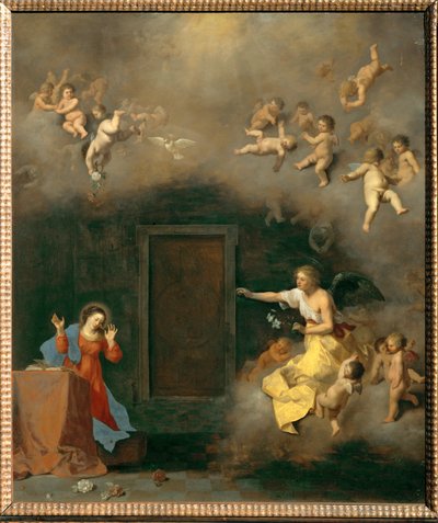 Zvěstování (měď) od Cornelis van Poelenburgh or Poelenburch