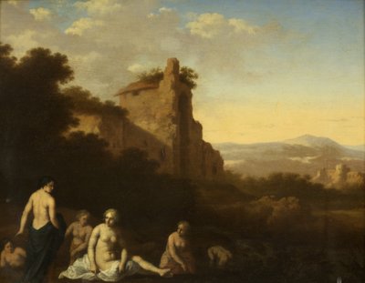 Koupání nymf (olej na panelu) od Cornelis van Poelenburgh or Poelenburch