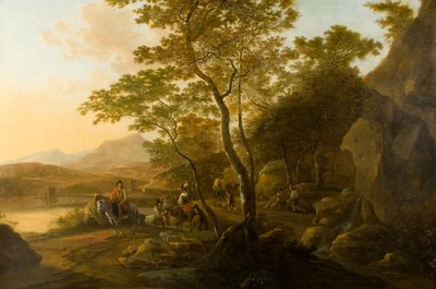 Krajina s figurami, cca 1655-1710 (olej na plátně) od Cornelis van Swanenburgh