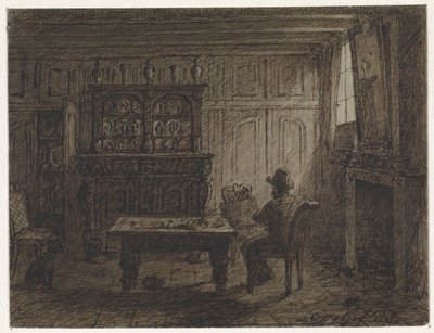 Muž sedí v místnosti od Cornelis van der Griendt