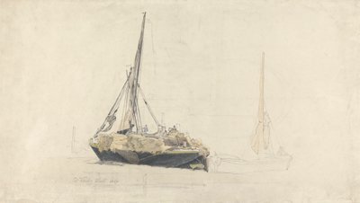 Plachetní člun naložený senem, prosinec 1827 od Cornelius Varley