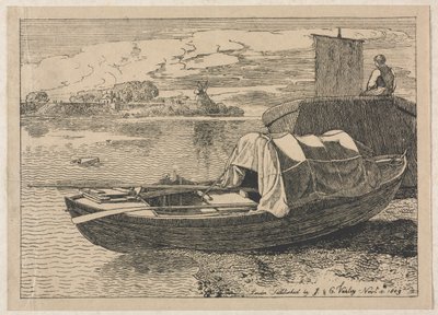 Lodě na řece, Windmill in Distance, 1809. od Cornelius Varley