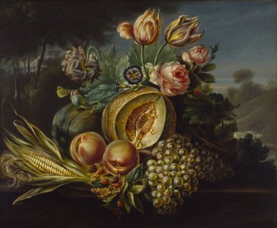 Zátiší s ovocem a květinami, 1824. od Cornelius de Beet