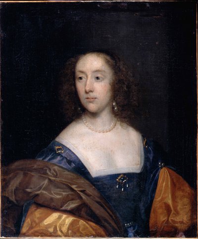 Portrét dámy v modrém od Cornelius the elder Johnson