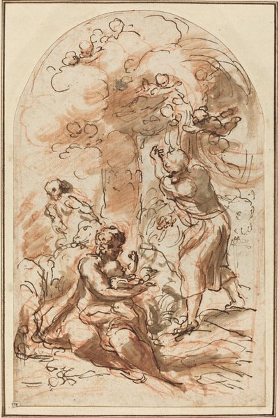 Studie pro "Madonna della Scodella" [recto] od Correggio