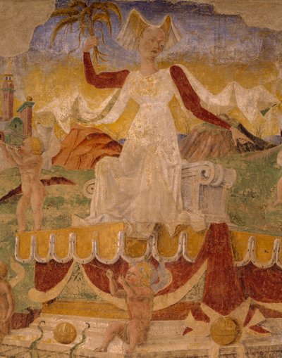 Triumph of Ceres, scéna z měsíce srpna, připisovaná Cosimo Tura (asi 1430-1495) a Master of Ercole, freska, severní stěna, Hall of Months, Palazzo Schifanoia (Palác radosti), Ferrara, Detail, Itálie, asi 1470 od Cosimo (attr. to) Tura