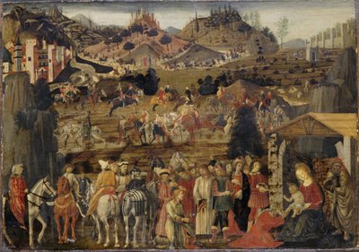Klanění tří králů, cca 1480 (tempera na borovém dřevě) od Cosimo Rosselli