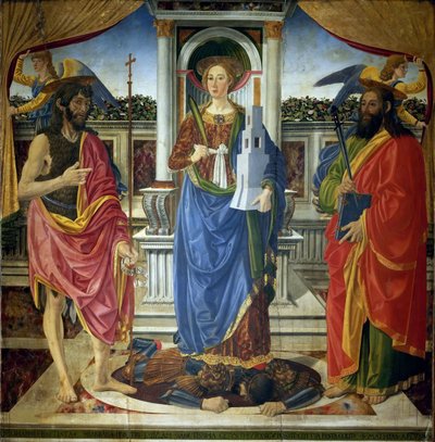 Svatá Barbora se svatými Janem Křtitelem a Matoušem, asi 1470. od Cosimo di Lorenzo Rosselli