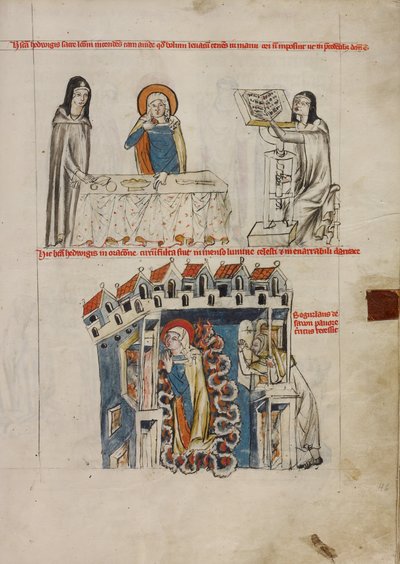 Hedvika Poslech čtení; Hedvika se modlí od Court workshop of Duke Ludwig I of Liegnitz and Brieg
