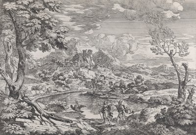 Krajina s mužem zobrazujícím Merkura, orla Jupitera, ca. 1695-99. od Crescenzio Onofri