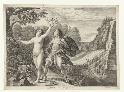 Apollo pronásleduje Daphne Metamorfózy Ovidia (název série) od Crispijn van de Passe (I)