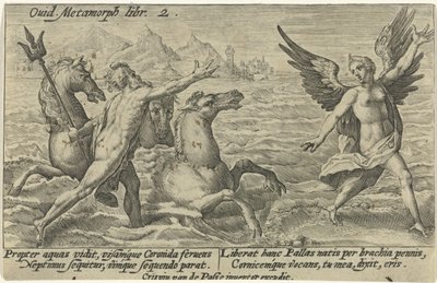 Neptun sáhne po Coronis Metamorfózy Ovidia (název série) od Crispijn van de Passe (I)