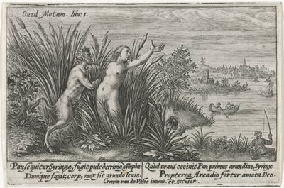 Pan en Syrigs Transformed van Ovid (název série) od Crispijn van de Passe (I)