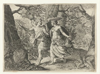 Circe promění Picuse v datela Metamorfózy Ovidia (název série) od Crispijn van de Passe (II) (after)