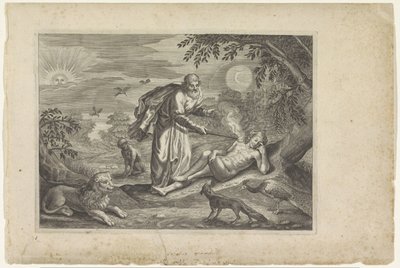 Prométheus vytváří prvního člověka Metamorfózy Ovidia (název série) od Crispijn van de Passe (II) (workshop of)