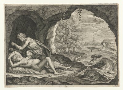 Peleus sleduje spící Thetis Metamorfózy Ovidia (název série) od Crispijn van de Passe (II)