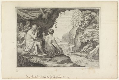 Polyphemus a Acis milují Galateu Metamorfózy Ovidia (název série) od Crispijn van de Passe (II)