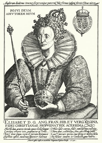 Alžběta I., anglická královna (rytina) od Crispin I de (after) Passe