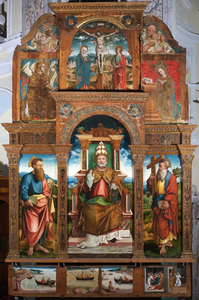 Polyptych svatého Petra v křesle od Cristoforo (fl.1525 1578) (attr.to) Pancalino