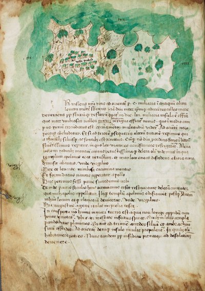 Mapa Paxosu, asi 1420 (pergamen) od Cristoforo Buondelmonti
