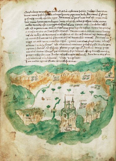 Mapa Zakinthosu, asi 1420 (pergamen) od Cristoforo Buondelmonti