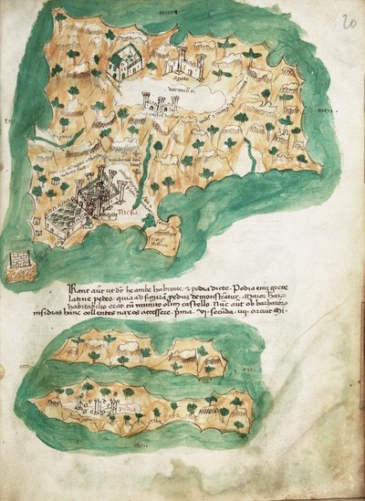 Pergamenová tabulka Naxos, cca 1420 (pergamen) od Cristoforo Buondelmonti