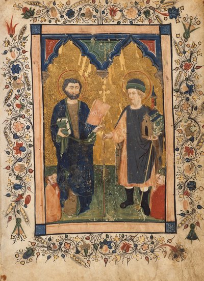 Svatý Marek evangelista a svatý Sinibaldus uctíván členy laiky..., ca. 1425-34. od Cristoforo Cortese