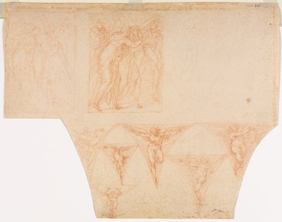 Studie k setkání Krista s matkou..., Studie anděla v závěsném verso, 15991604. od Cristoforo Roncalli