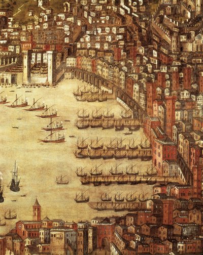 Pohled na Janov a jeho hrad (detail) 1597 (olej na plátně) od Cristoforo de Grassi
