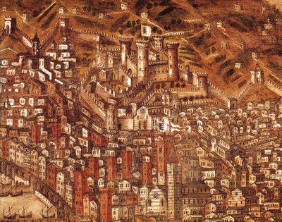 Pohled na Janov a jeho hrad (detail) 1597 (olej na plátně) od Cristoforo de Grassi