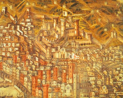 Pohled na Janov a jeho hrad (detail) 1597 (olej na plátně) od Cristoforo de Grassi