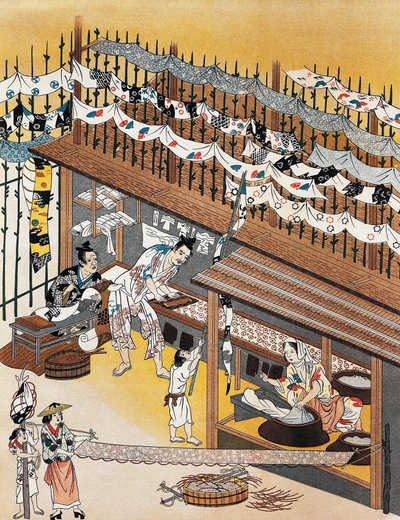 Řemeslníci při práci, malování sítotiskem, období Edo (1600-1868) od Culture Edo