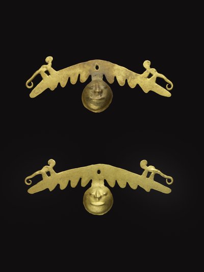 Pár ušních ozdob, 600-1600 AD (zlato) od Culture Nariño