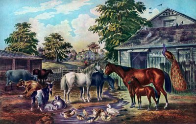 American Farm Yard v dopoledních hodinách, 1857 od Currier and Ives