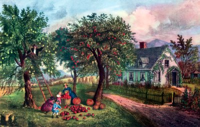 Americká usedlost na podzim 1869 od Currier and Ives
