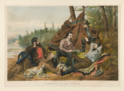 Kempování v lese. od Currier and Ives