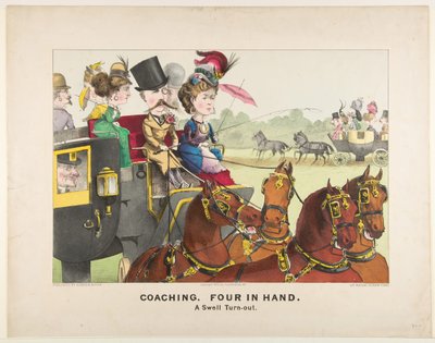 Koučování – čtyři v ruce – velká účast, 1876. od Currier and Ives