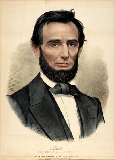 Ctihodný Abraham Lincoln, 16. prezident od Currier and Ives