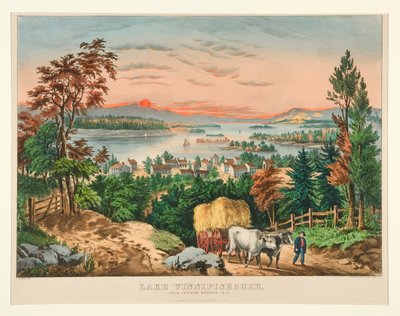 Lake Winnipesaukee, z Centre Harbor, NH od Currier and Ives