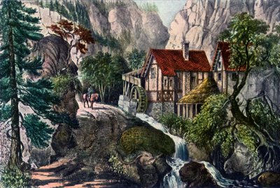 Starý švýcarský mlýn, 1872. od Currier and Ives