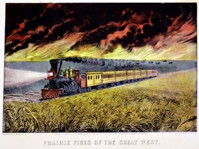 Prairie Fires of the Great West, USA, 1871 od Currier and Ives